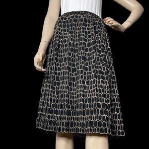 Vintage Fully Pleated Black  Tan Graphic Skirt